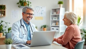 doctor and patient in clinic - monthly fee healthcare