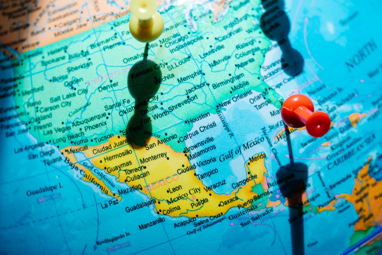 Pushpins on a Map - direct primary care map