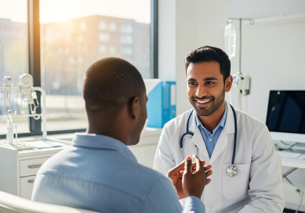 Doctorl providing attentive care during a routine visit, reflecting the values of the best direct primary care for low income.