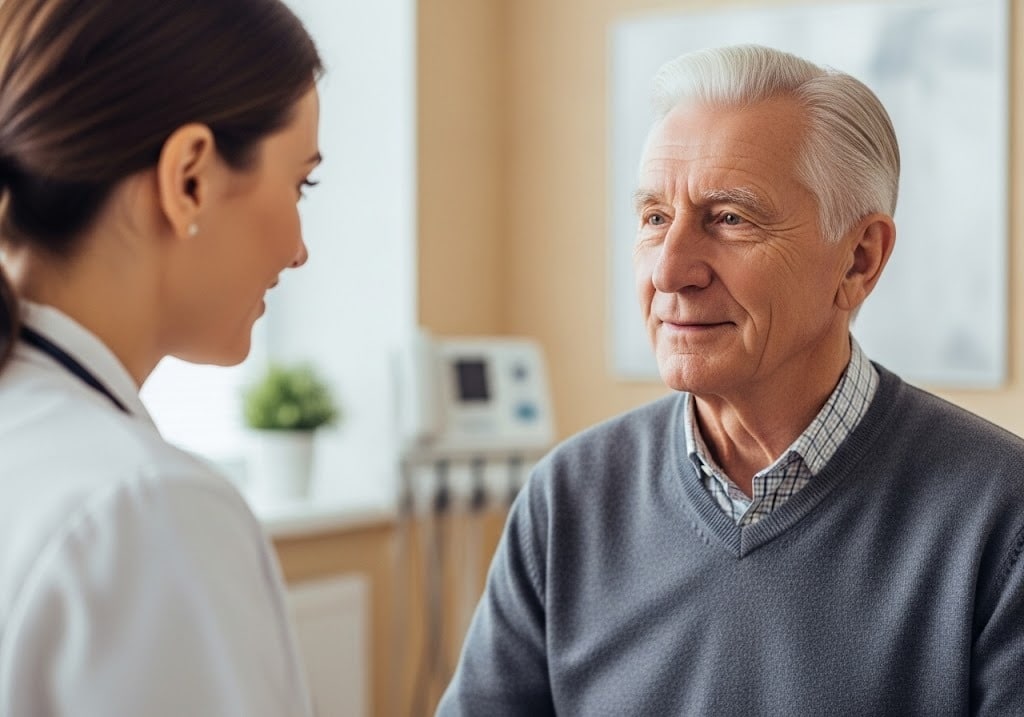 Physician and patient engaged in a calm, focused conversation, illustrating the trusted care experience provided by the best direct primary care for low income.