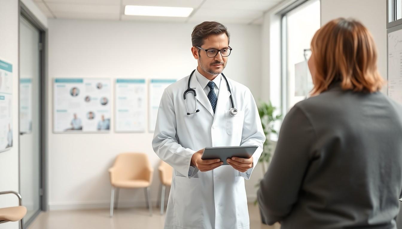 patient meeting with trusted doctor in a calm clinic environment, reflecting the benefits of consistent care with the same doctor for improved wellness