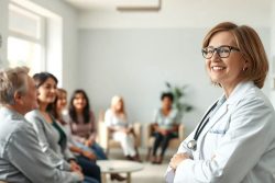 Physician in a modern clinic setting, representing the accessibility and personalized care of DPC vs PPO plans